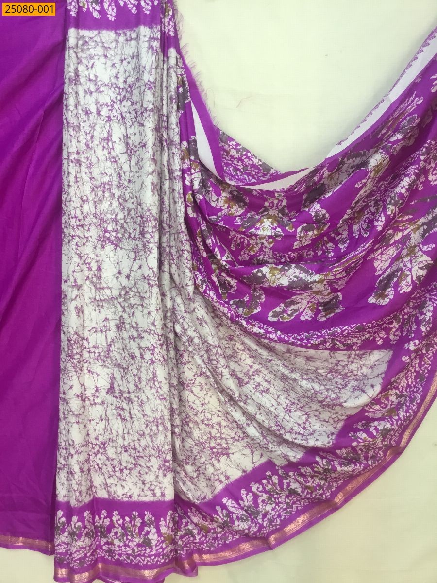Purple Fancy crepe silk printed sarees