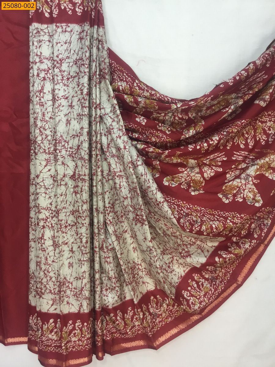 Beige Fancy crepe silk printed sarees