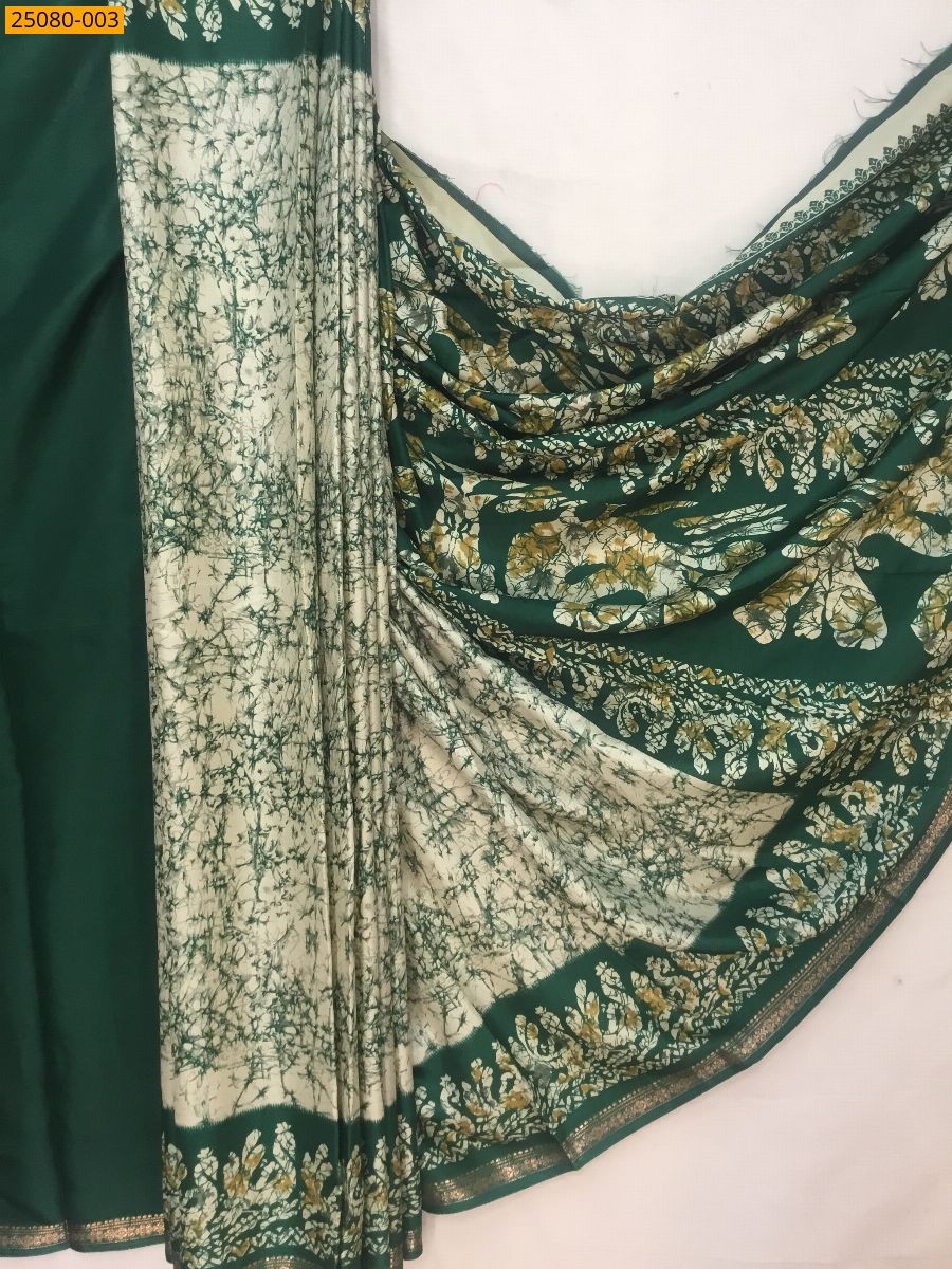 Green Fancy crepe silk printed sarees