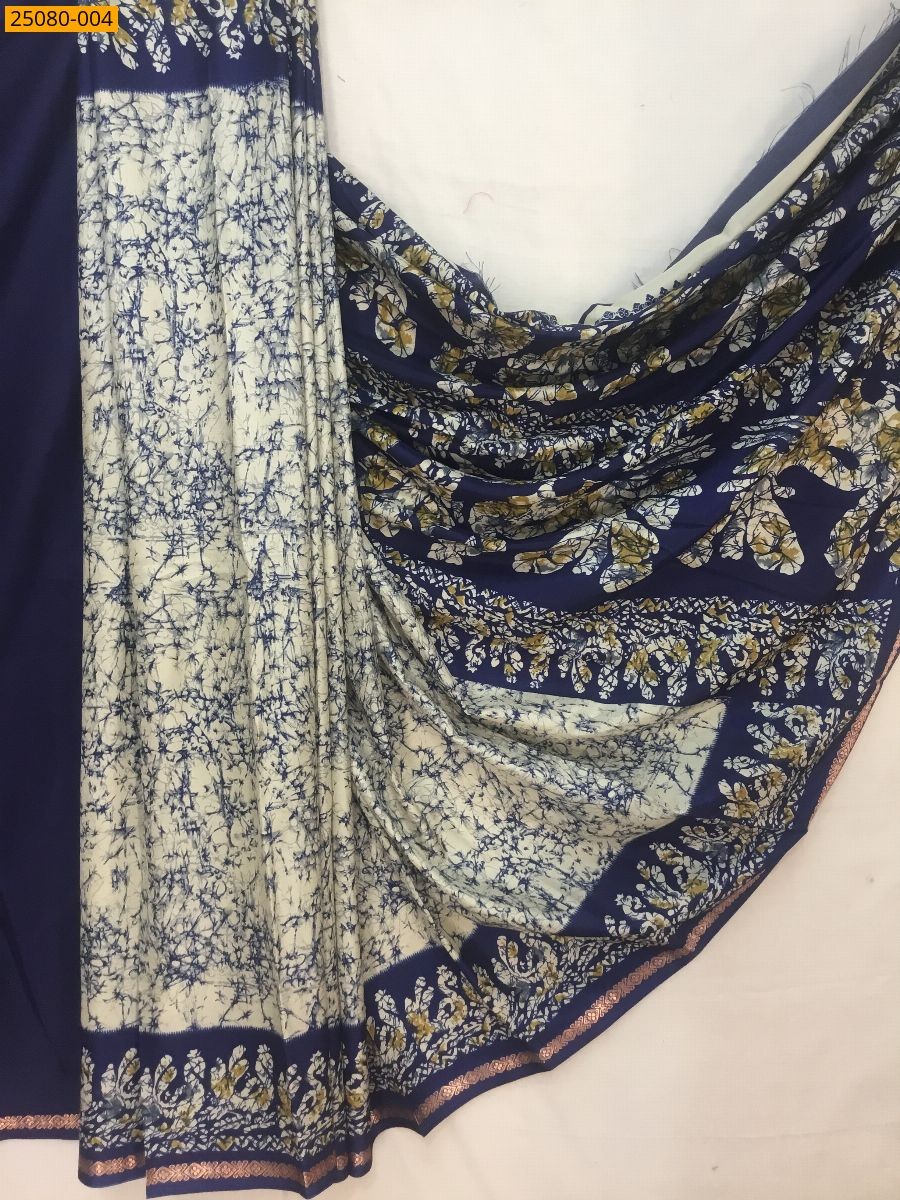 Navy Blue Fancy crepe silk printed sarees
