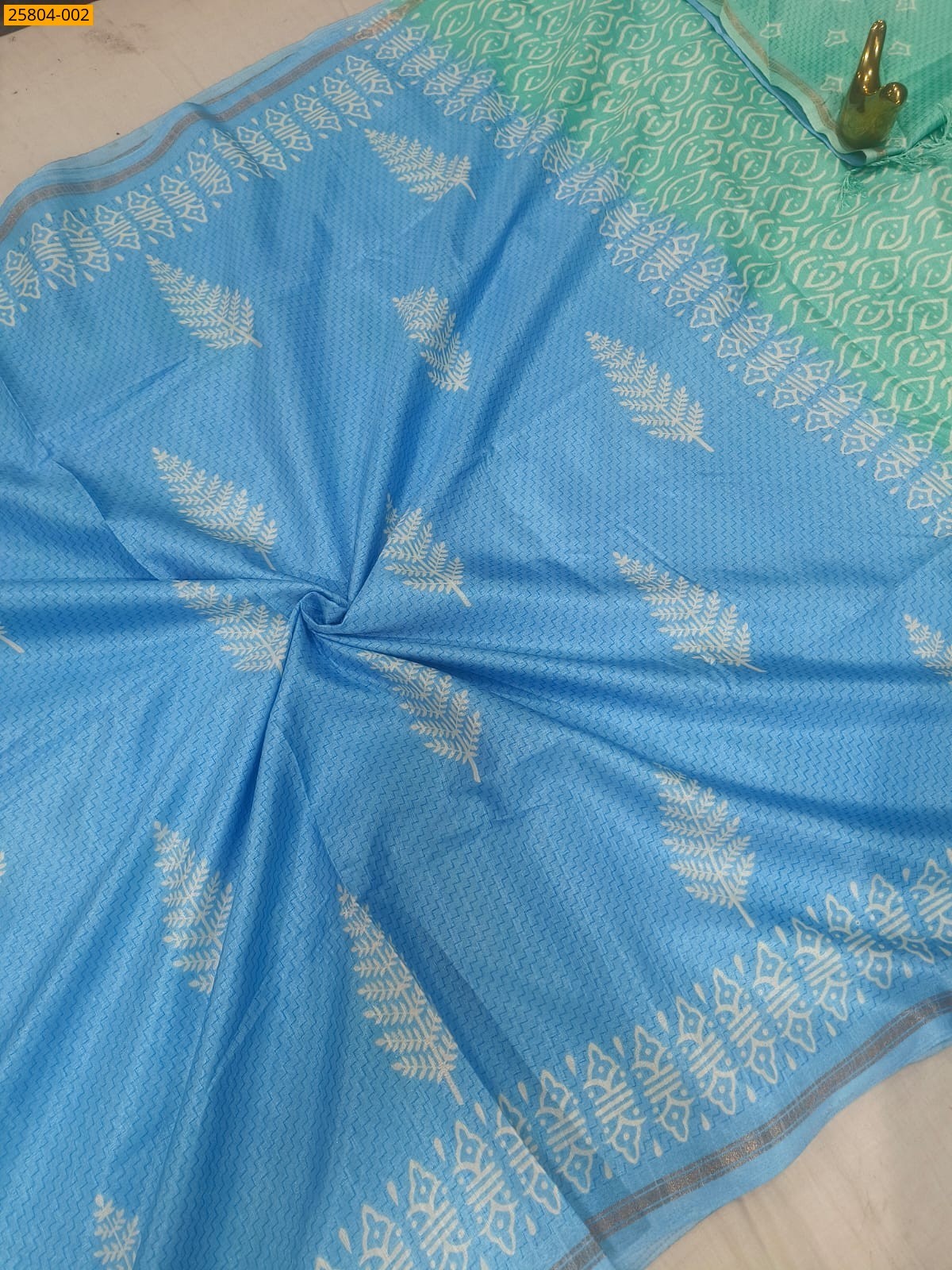 Blue With Green Fancy soft linen silk sarees