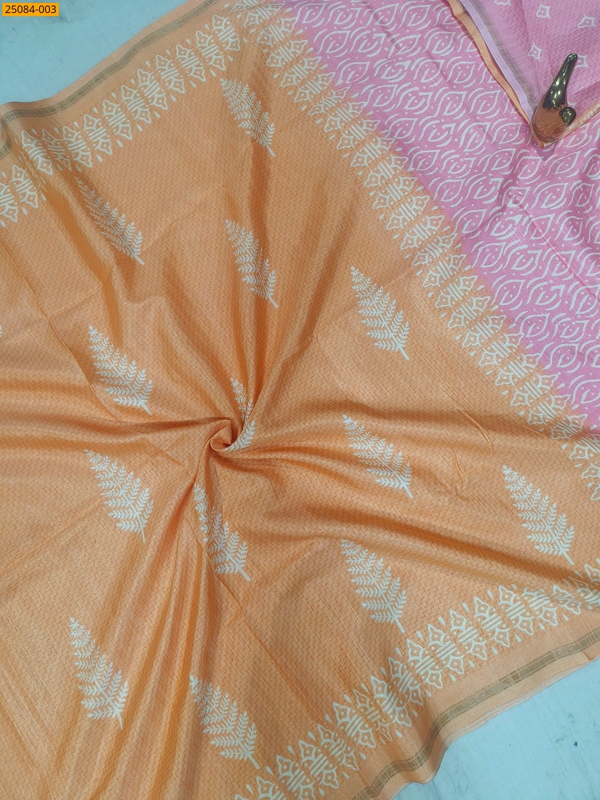 Orange With Pink Fancy soft linen silk sarees