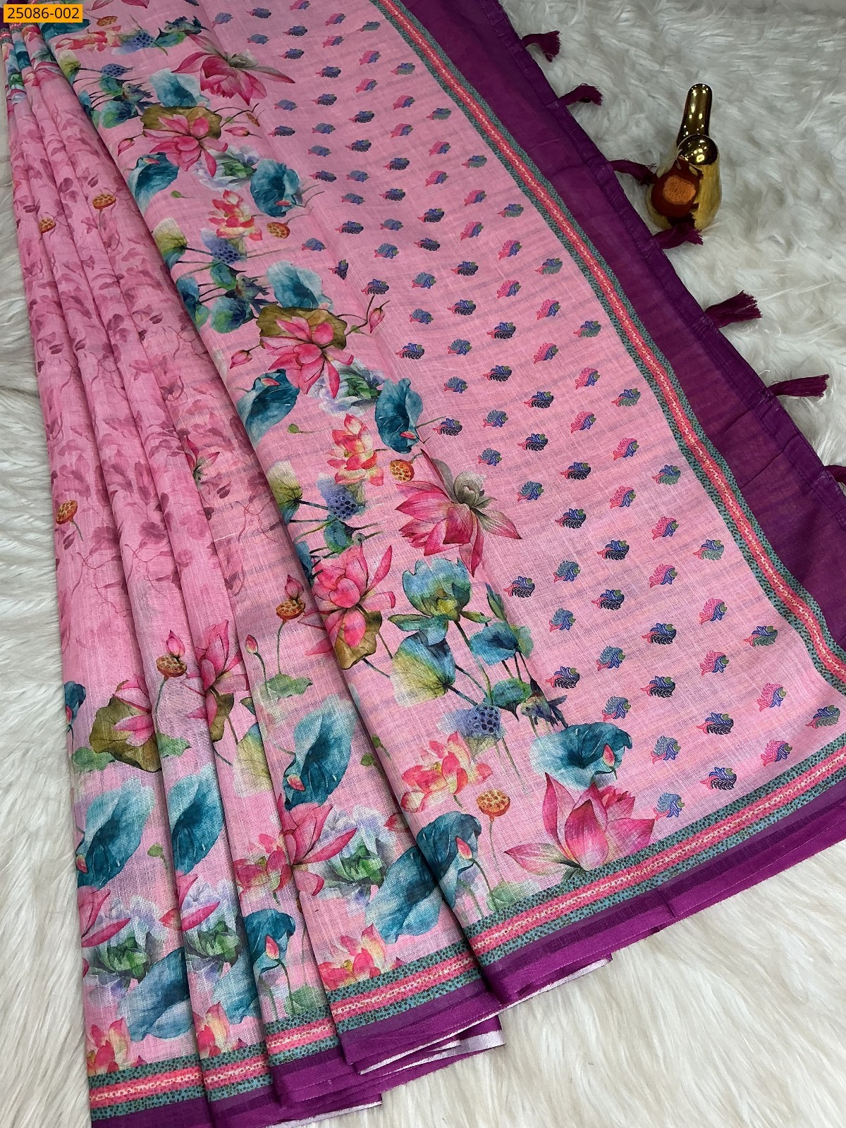 Fancy Linen floral printed saree