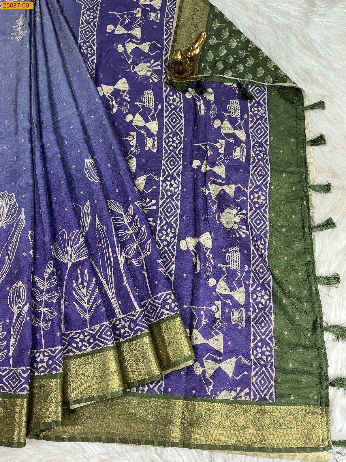 Purple Fancy Crush Silk Saree