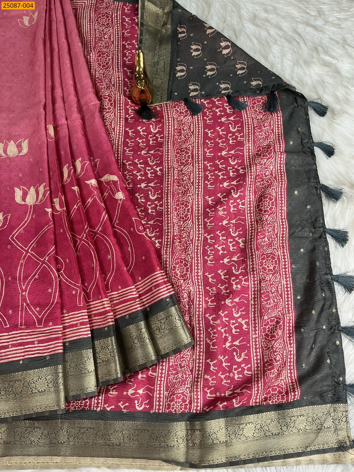 Pink Fancy Crush Silk Saree