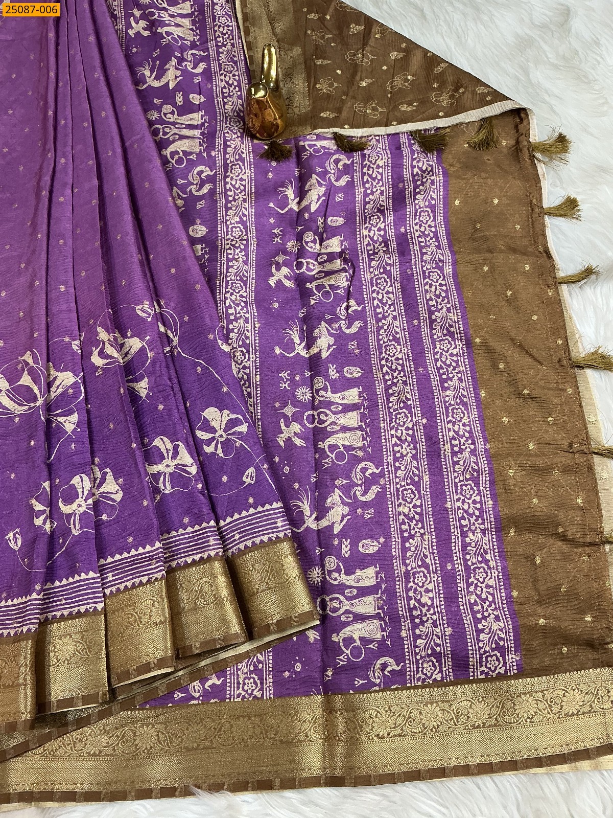 Purple Fancy Crush Silk Saree