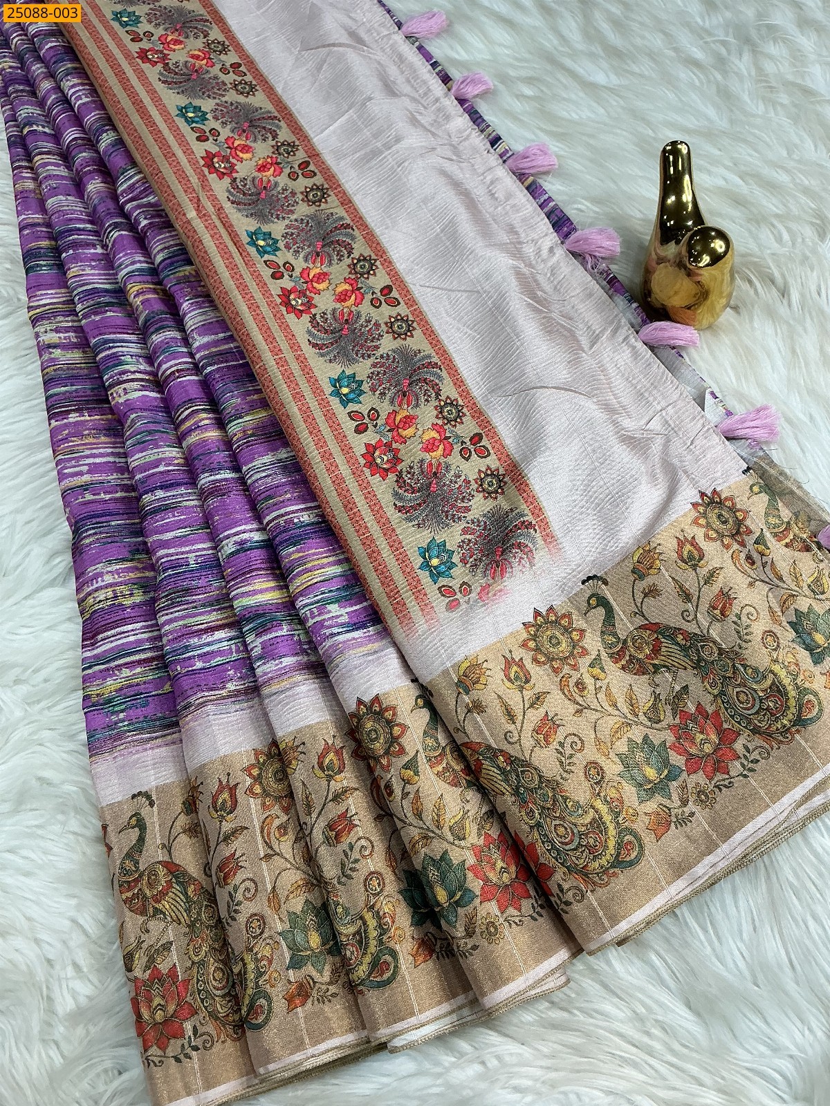 Fancy Crush Silk Saree - Lavendar