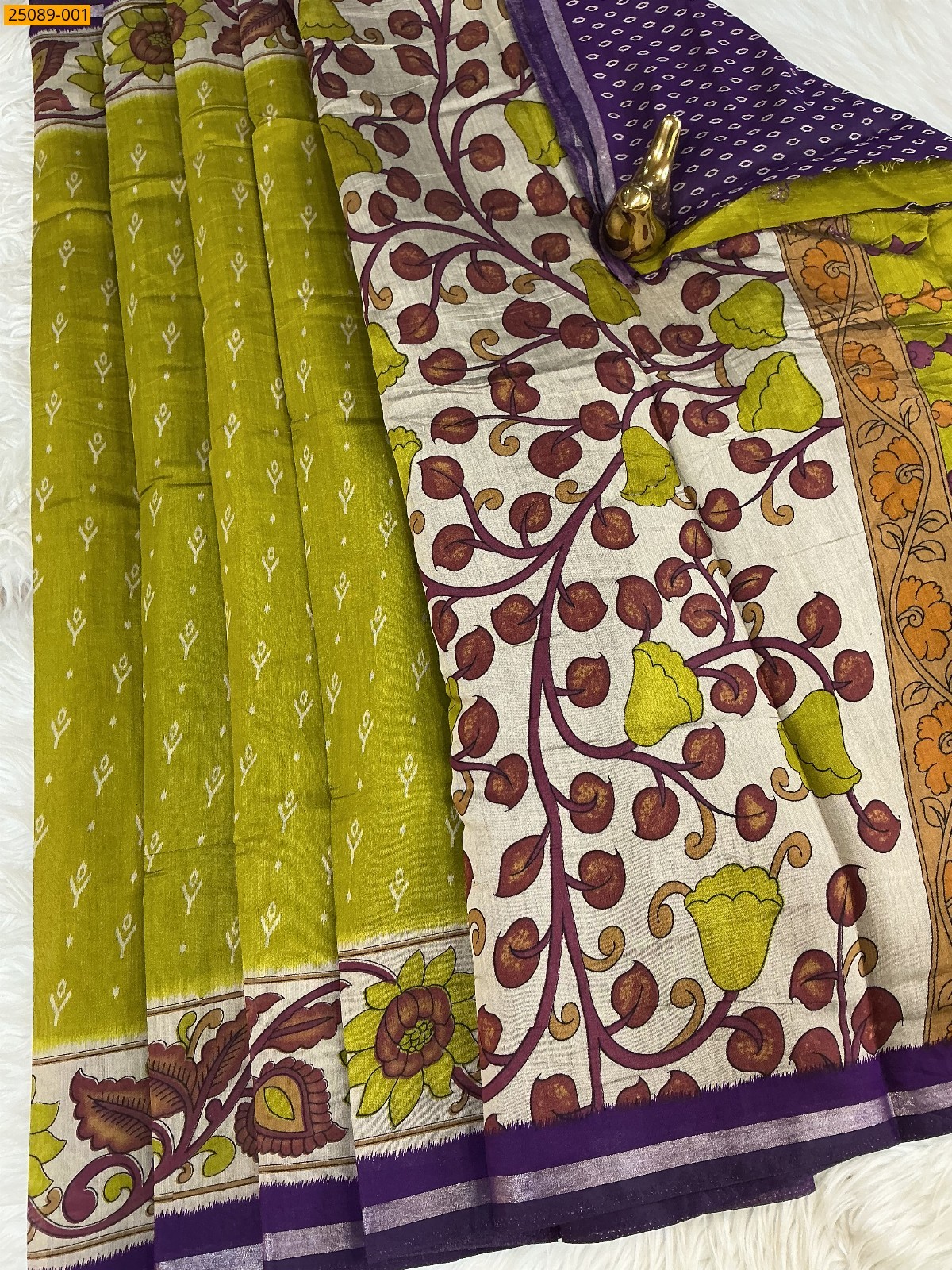 Olive Green Fancy Mulmul Soft Silk Saree