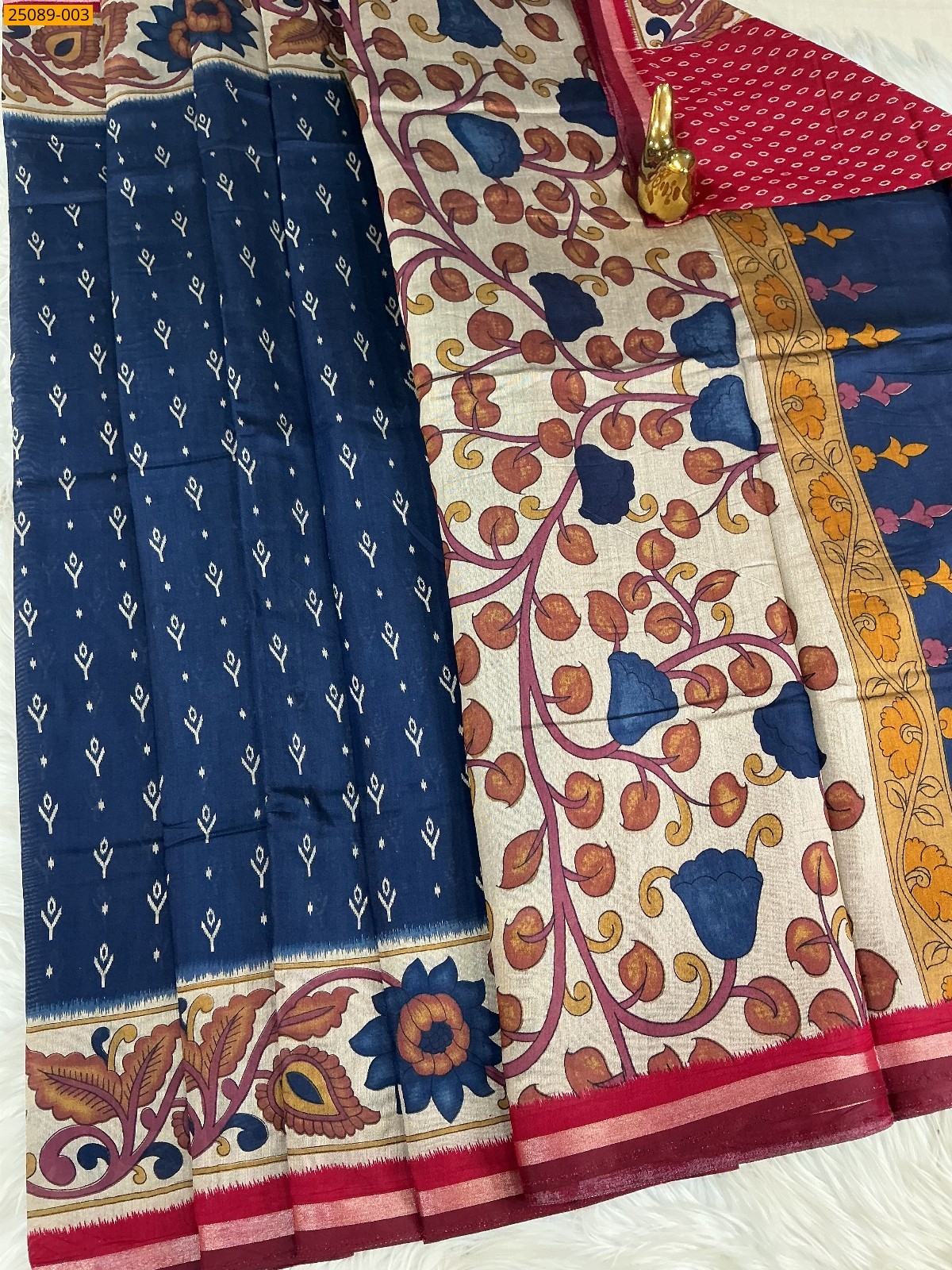 Navy Blue Fancy Mulmul Soft Silk Saree