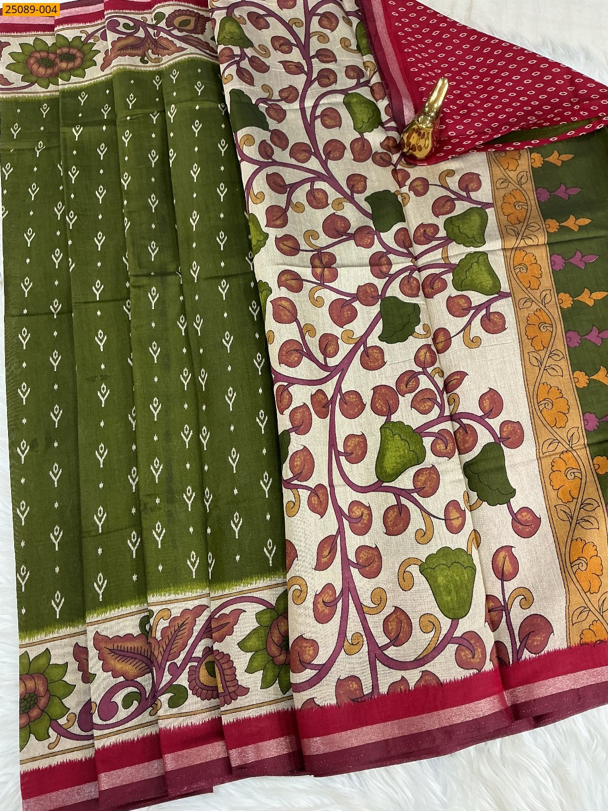 Green Fancy Mulmul Soft Silk Saree