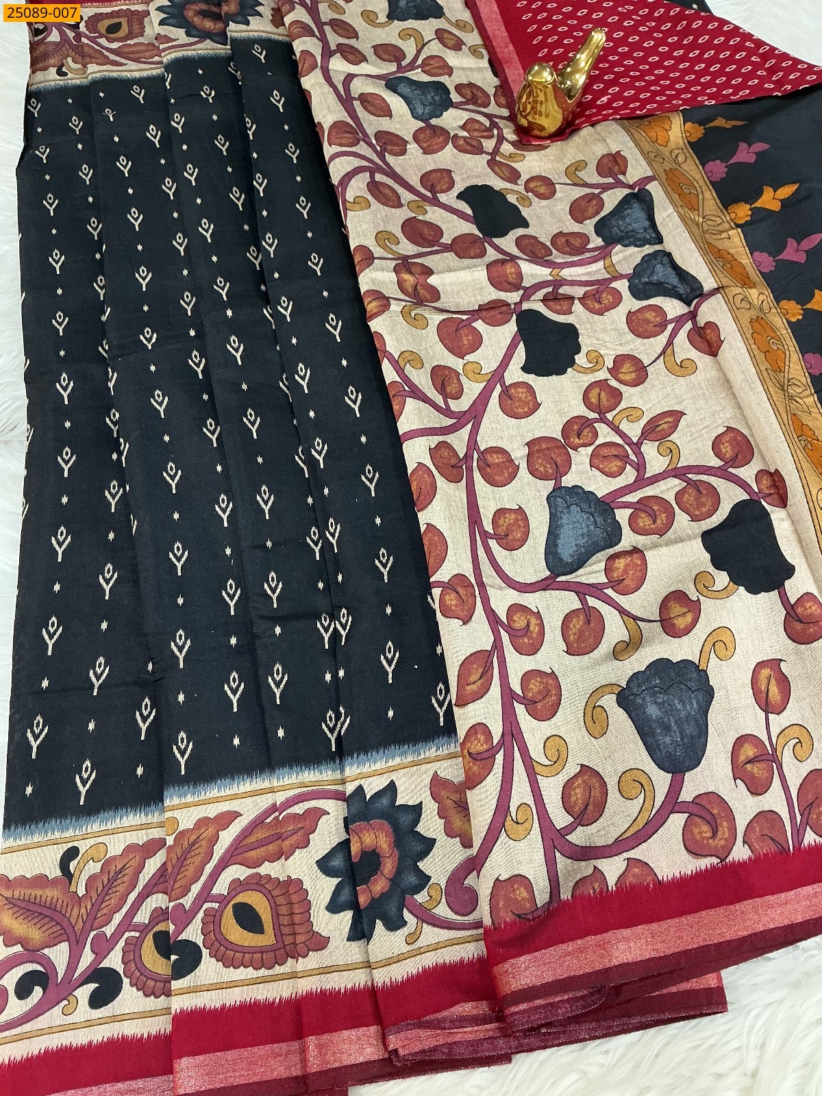 Black Fancy Mulmul Soft Silk Saree