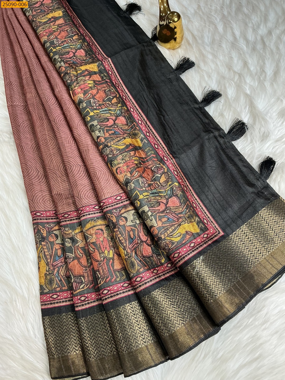 Beige Fancy Semi Tussar Silk Saree