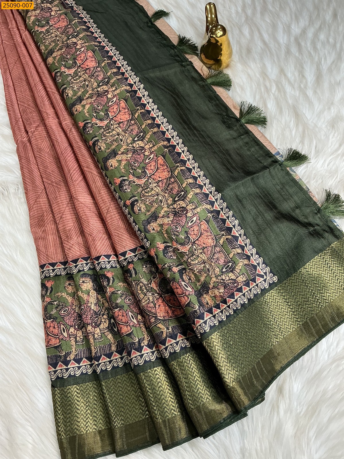 Beige Fancy Semi Tussar Silk Saree