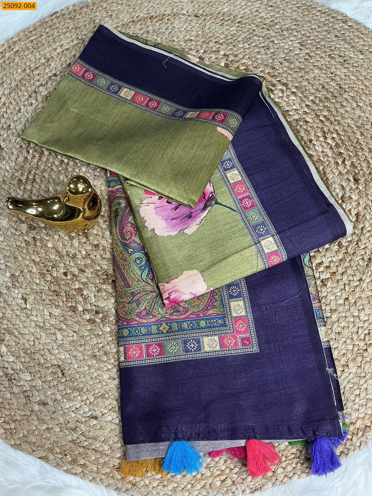 Dark Green Fancy Tussar Sik Saree