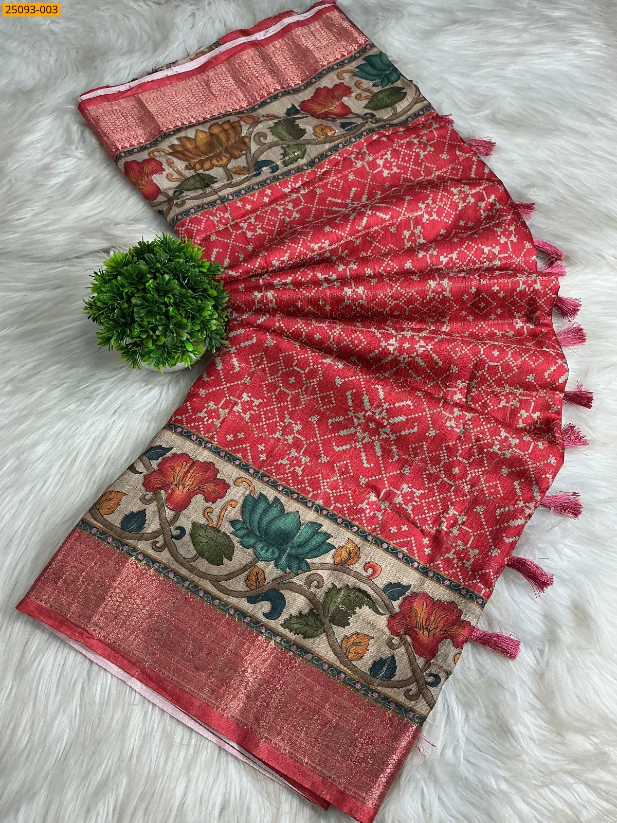 Pink Fancy Crush Silk Saree