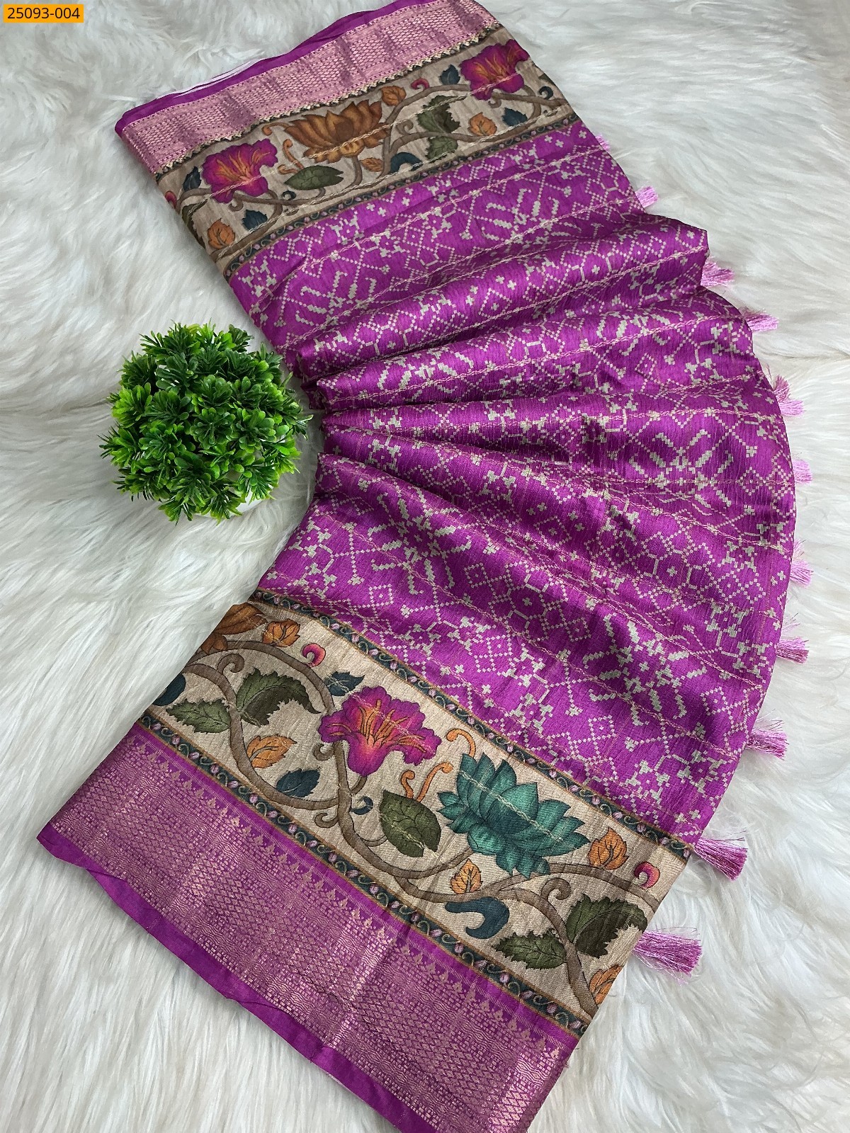 Lavendar Fancy Crush Silk Saree