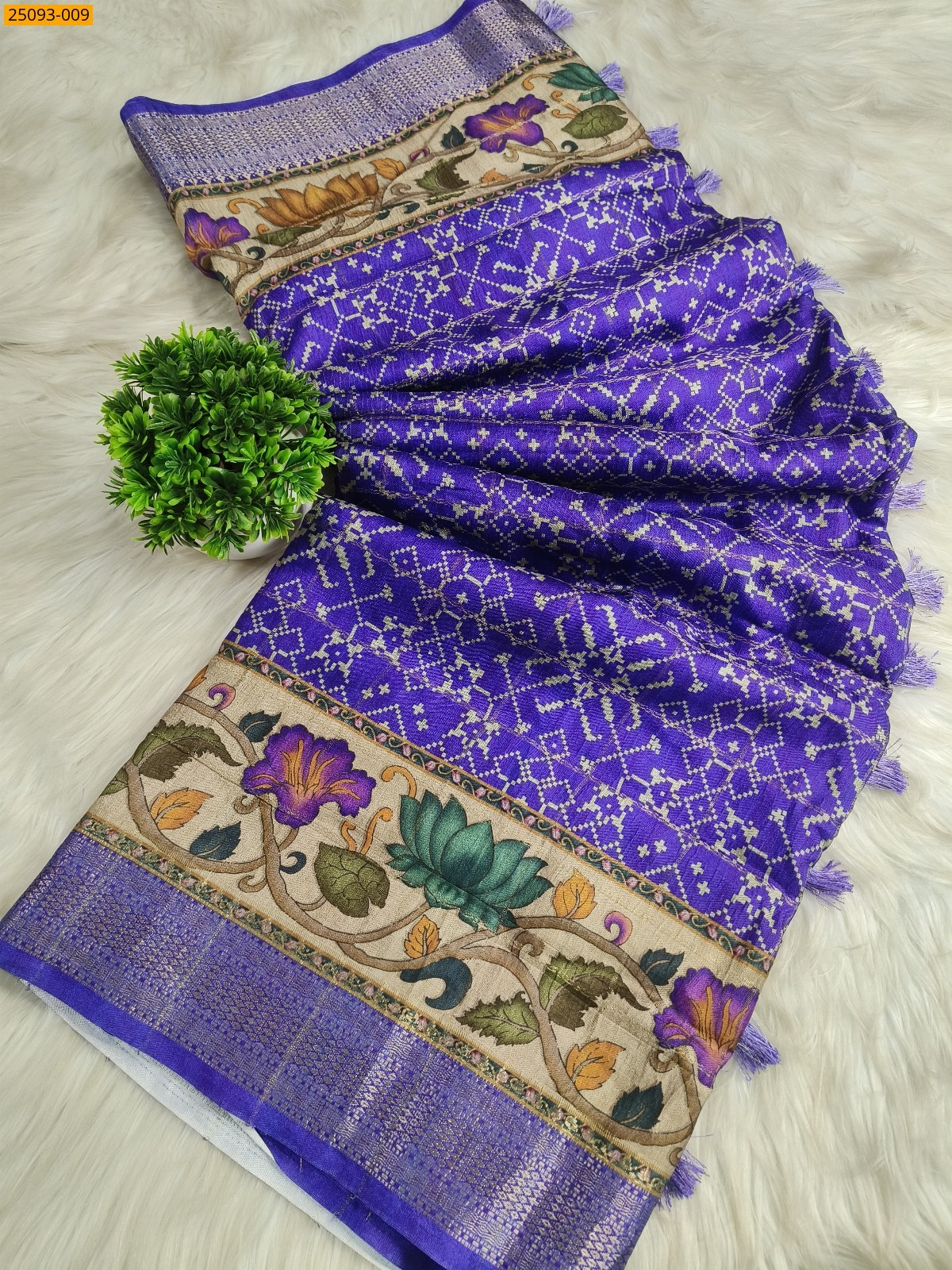 Lavendar Fancy Crush Silk Saree