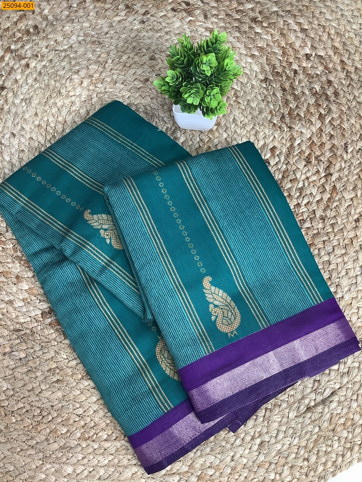 Rama Green Fancy mulmul silk Saree