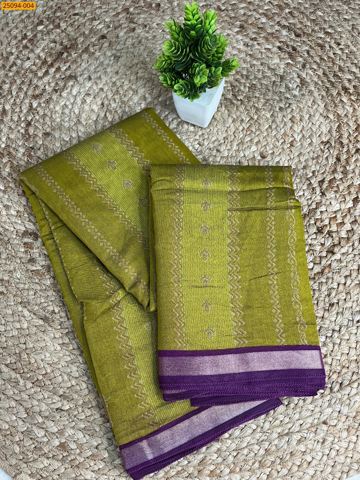 Olive Green Fancy mulmul silk Saree