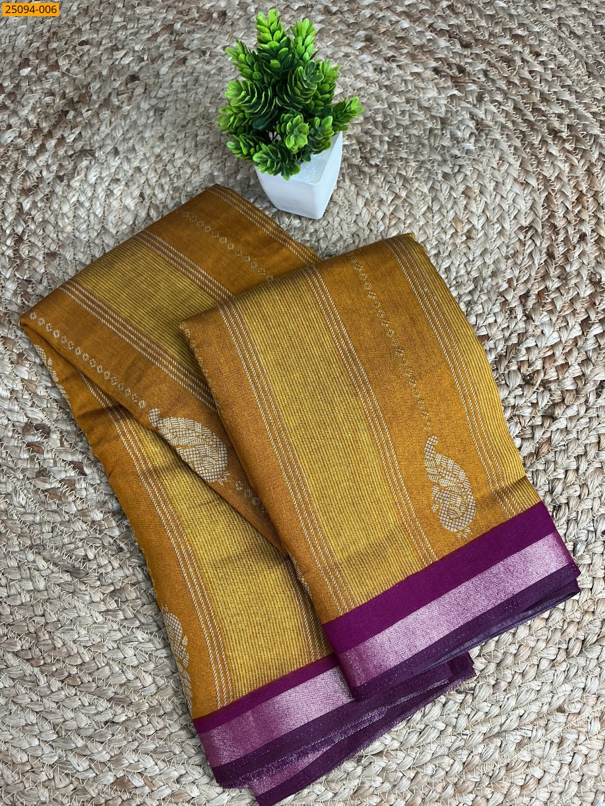 Yellow Fancy mulmul silk Saree