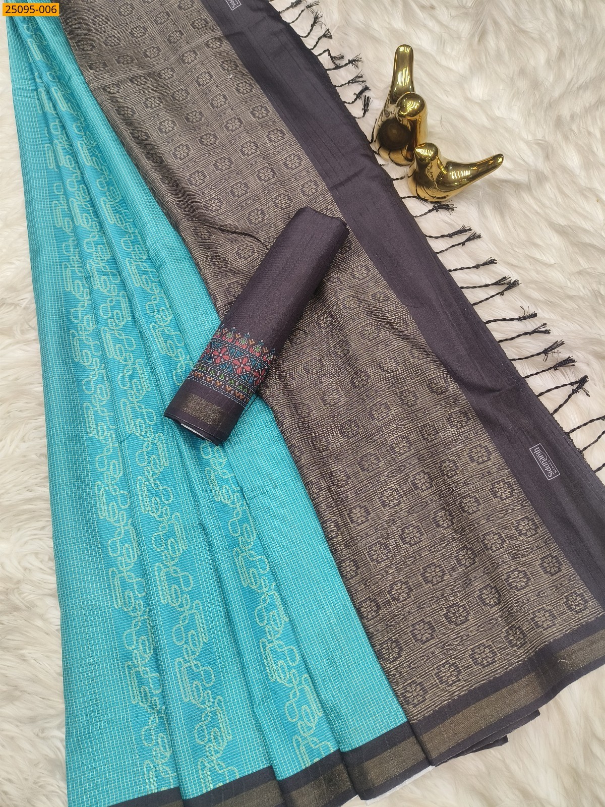 Blue Fancy Kamlam Silk Saree