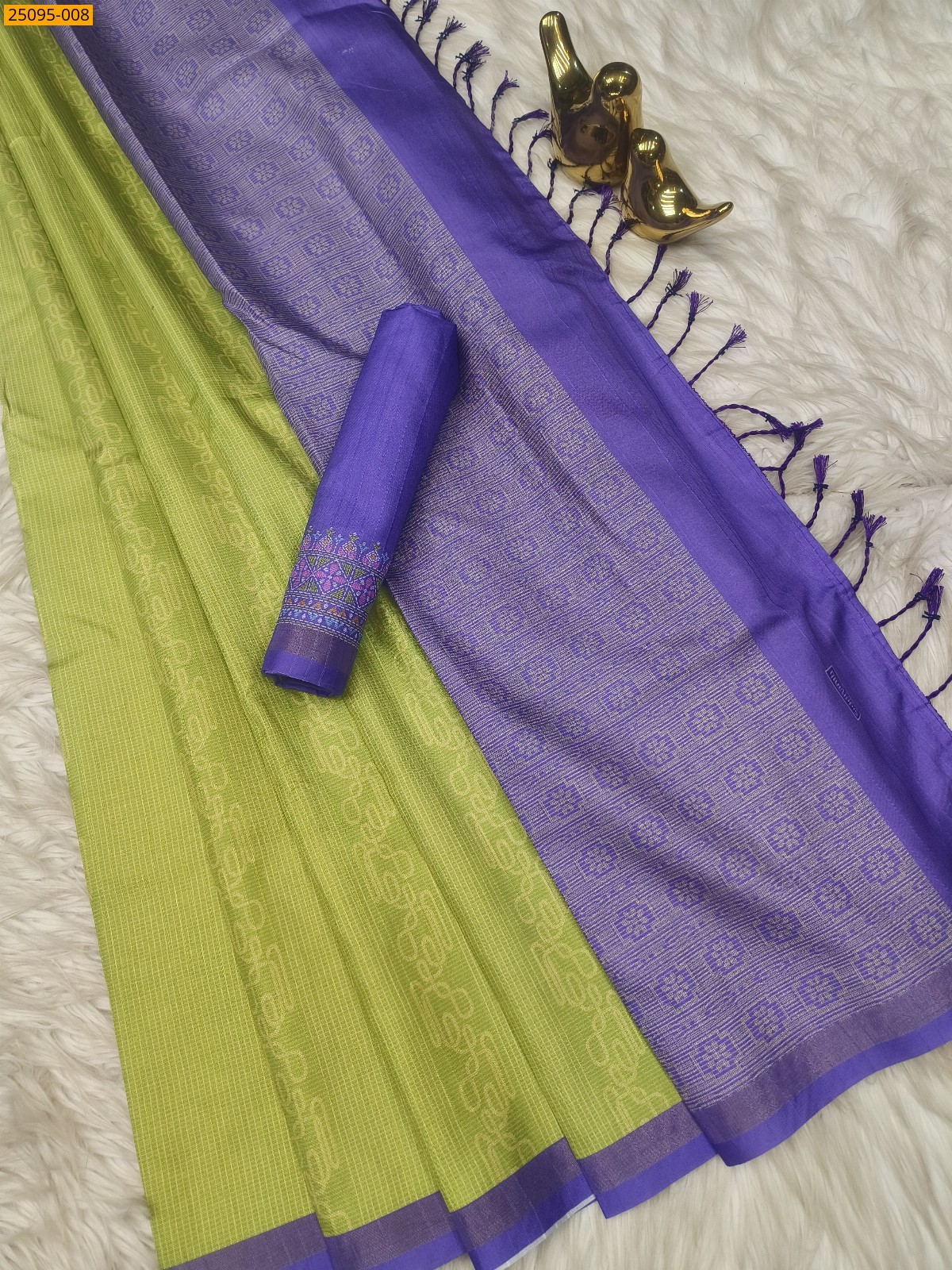 Green Fancy Kamlam Silk Saree