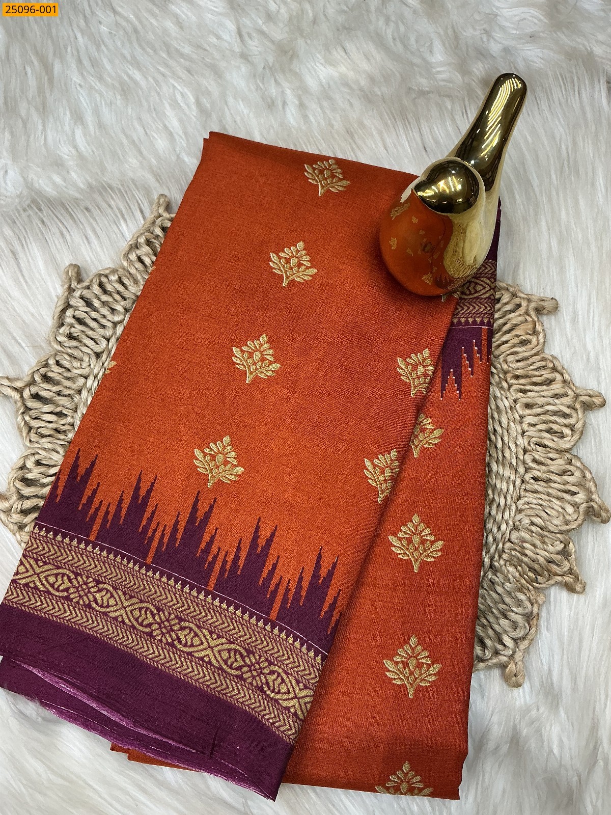 Orange Malgudi Crape Silk Saree