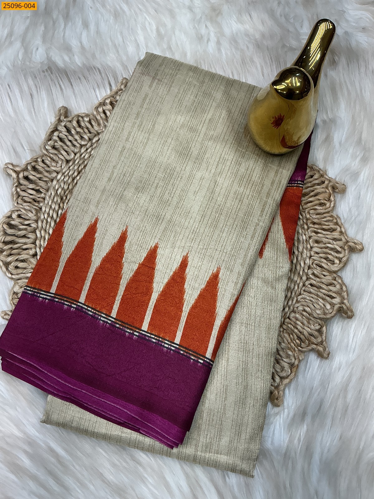 Cream Malgudi Crape Silk Saree