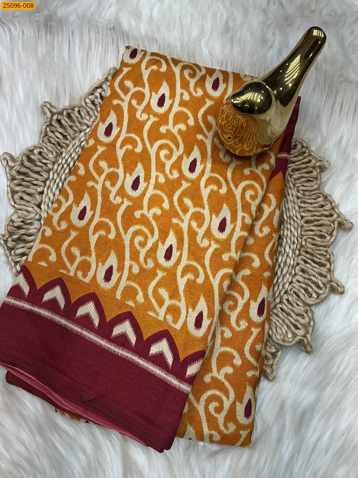 Mustard Yellow Malgudi Crape Silk Saree