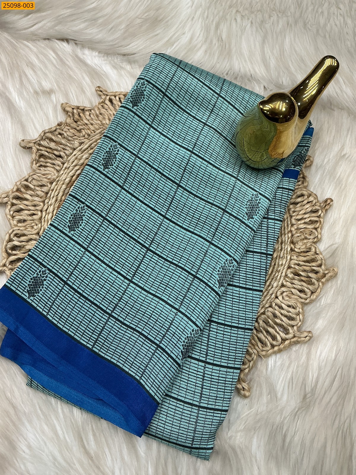 Blue Malbari Crepe Silk Printed Sarees