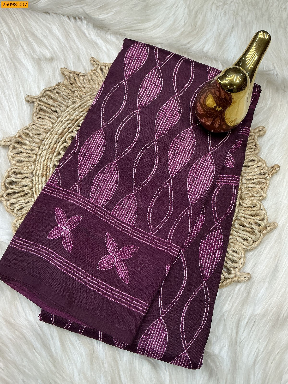 Wine Malbari Crepe Silk Printed Sarees