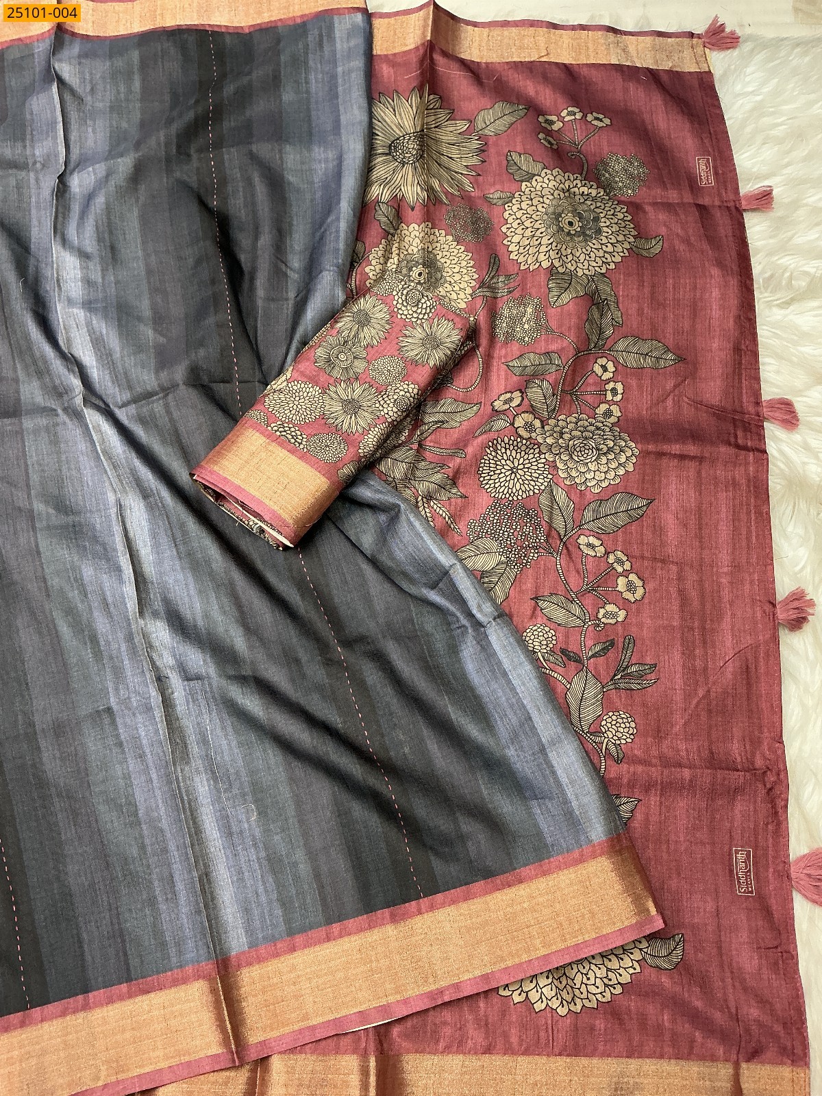 Black Bhagalpuri Fancy Silk Saree