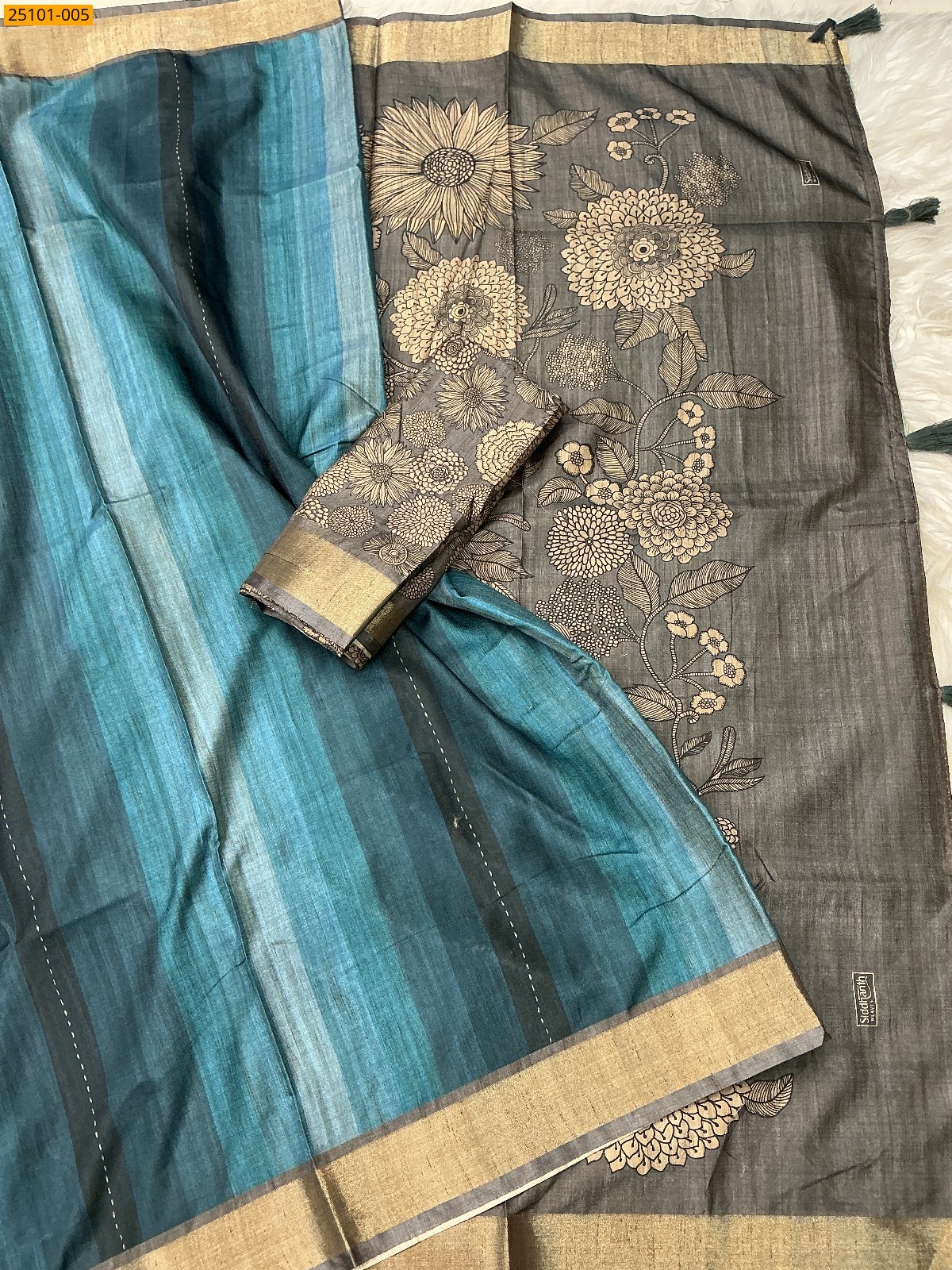 Blue Bhagalpuri Fancy Silk Saree