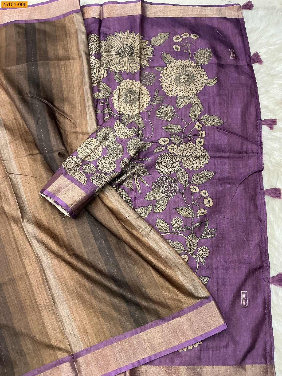 Brown Bhagalpuri Fancy Silk Saree