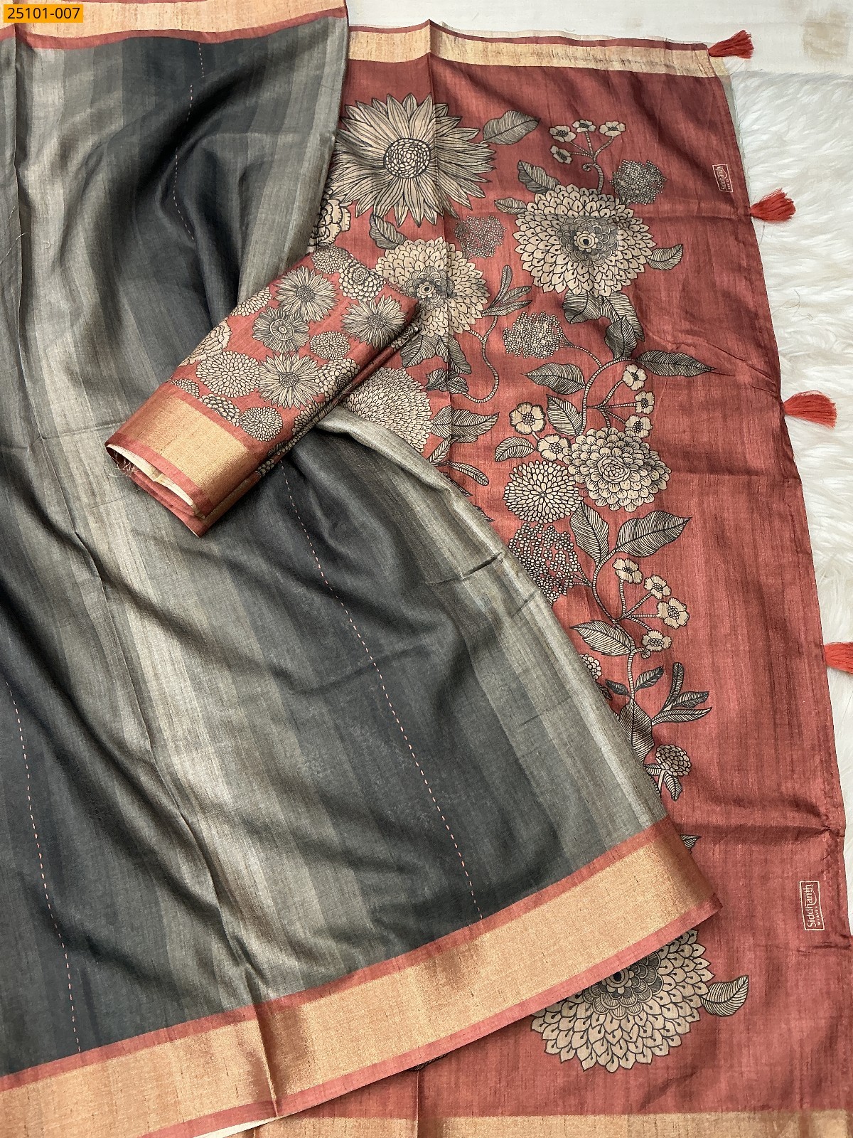 Black Bhagalpuri Fancy Silk Saree