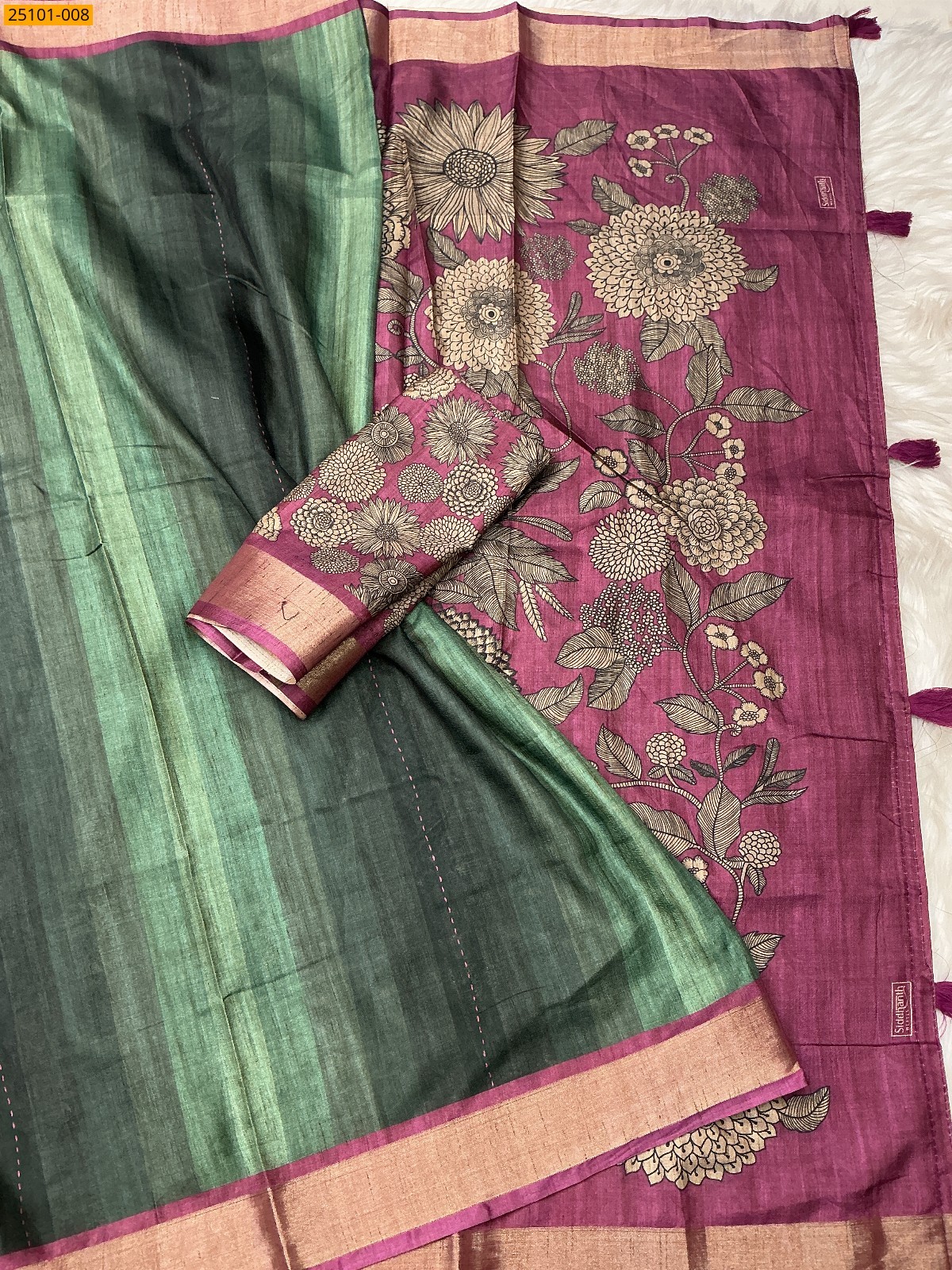 Green Bhagalpuri Fancy Silk Saree
