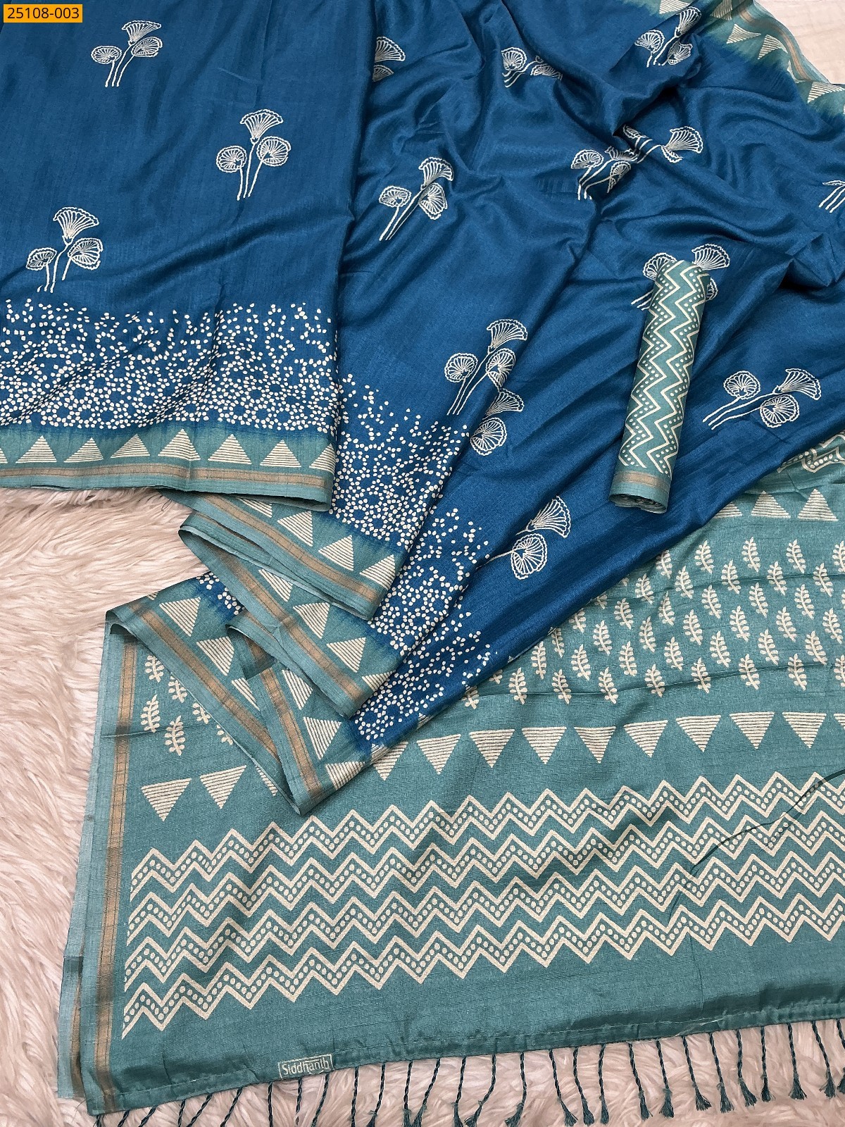 Blue Fancy Soft Linen Silk Saree
