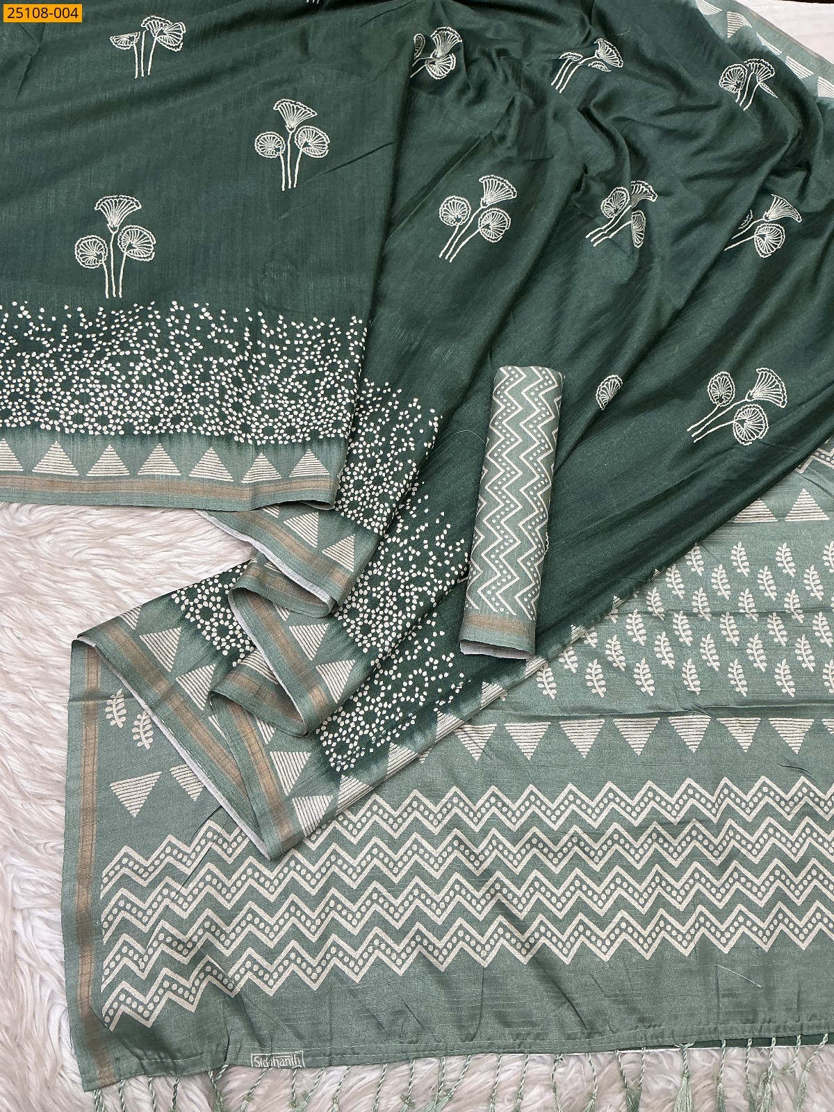 Green Fancy Soft Linen Silk Saree