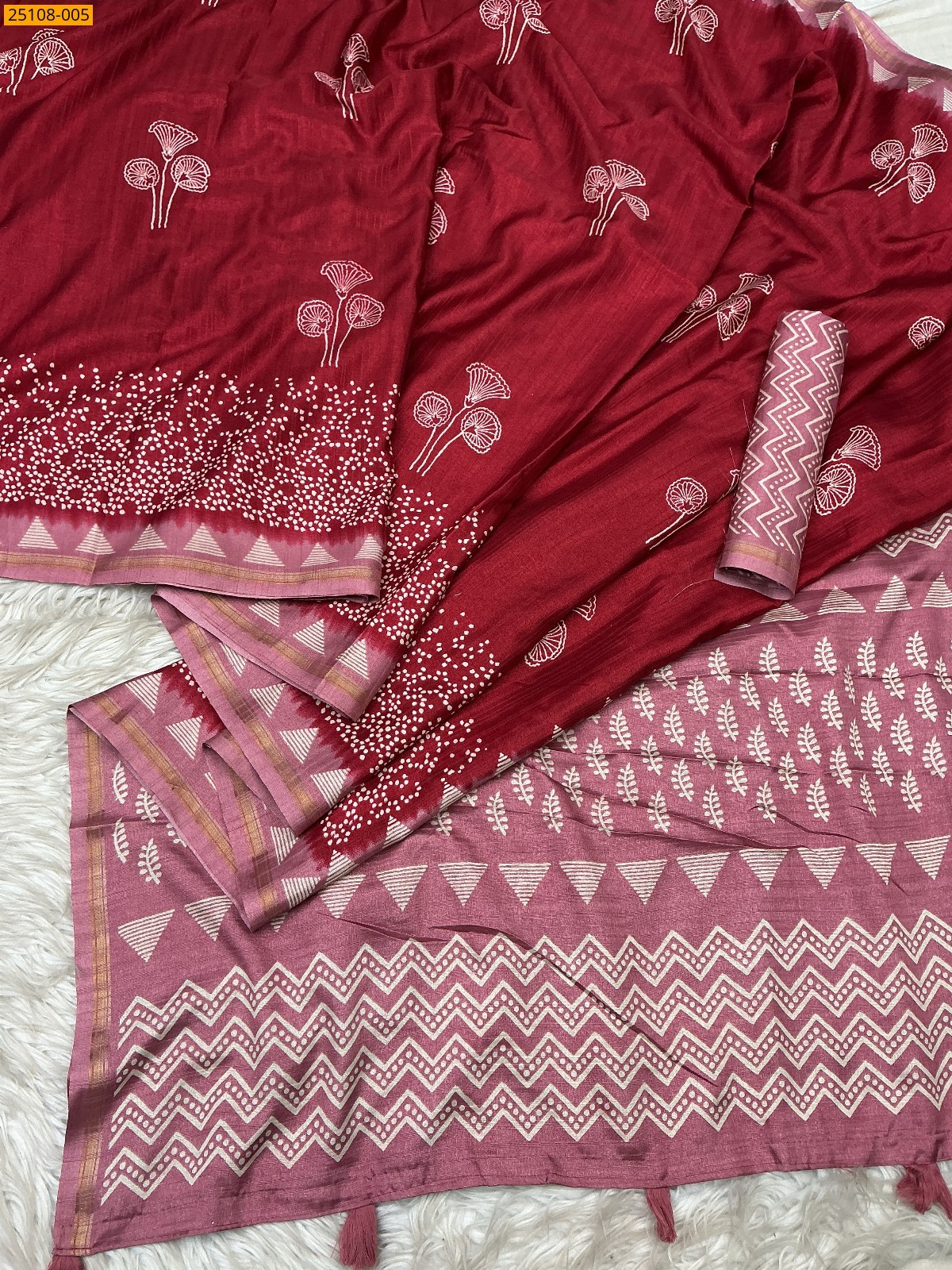 Red Fancy Soft Linen Silk Saree
