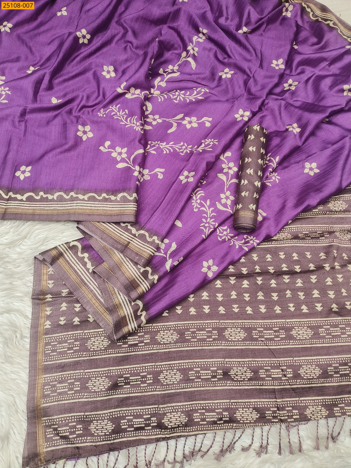 Purple Fancy Soft Linen Silk Saree