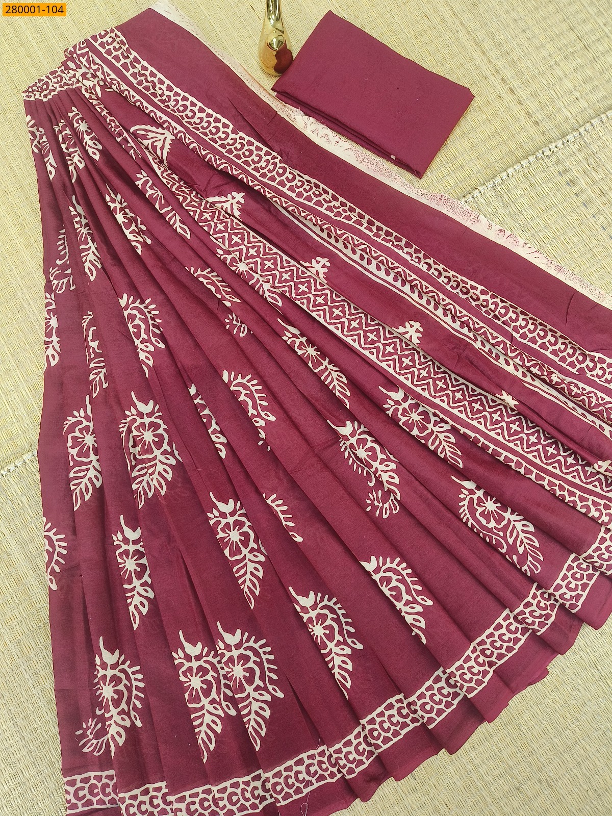 Brown Pure Mulmul cotton Sarees