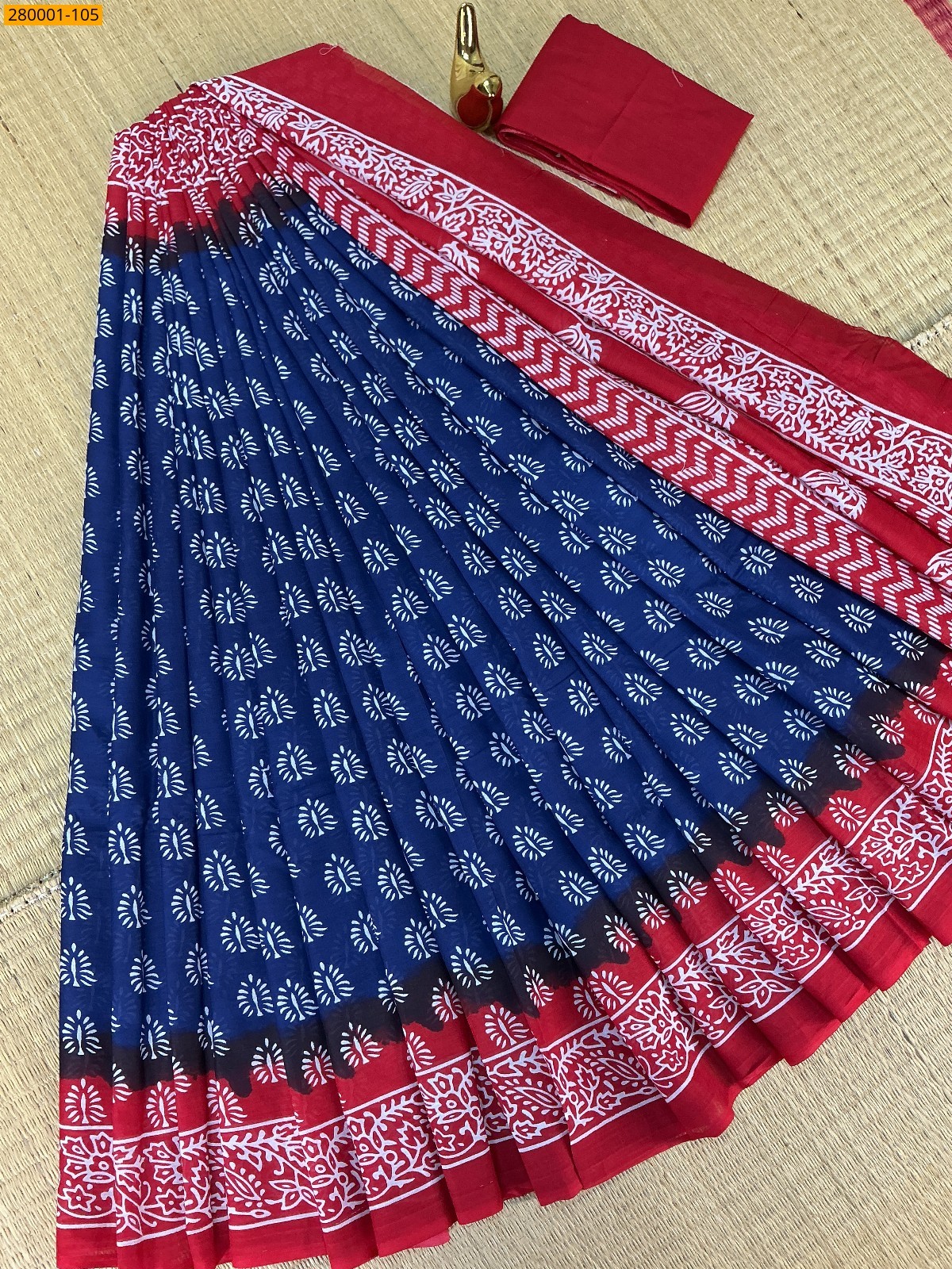 Navy Blue Pure Mulmul cotton Sarees