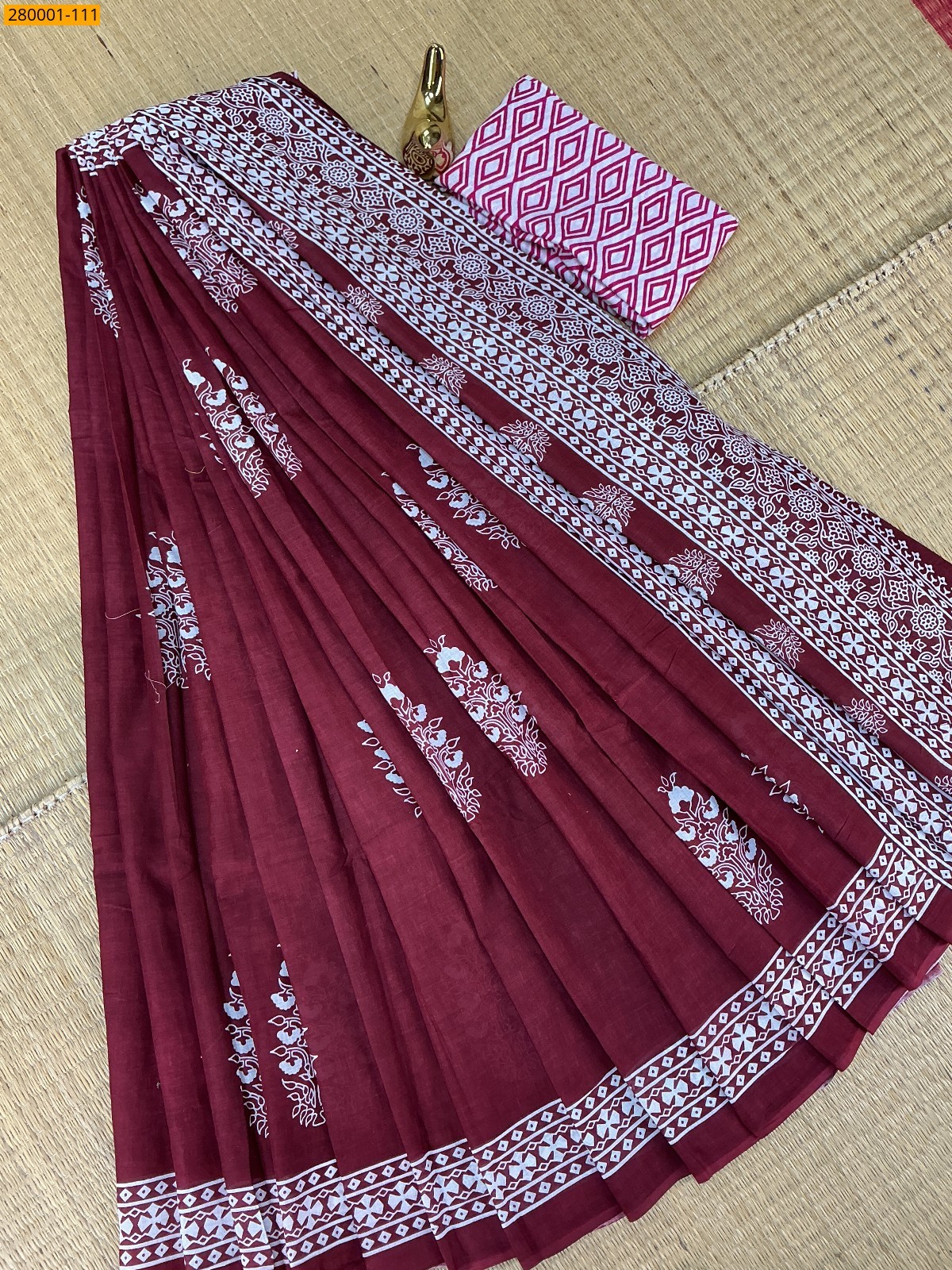 Maroon Pure Mulmul cotton Sarees
