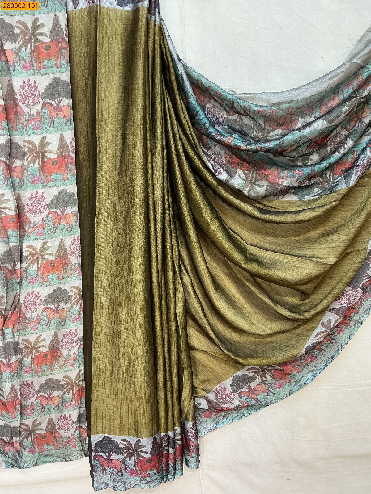 Green Zara Crepe Silk Saree