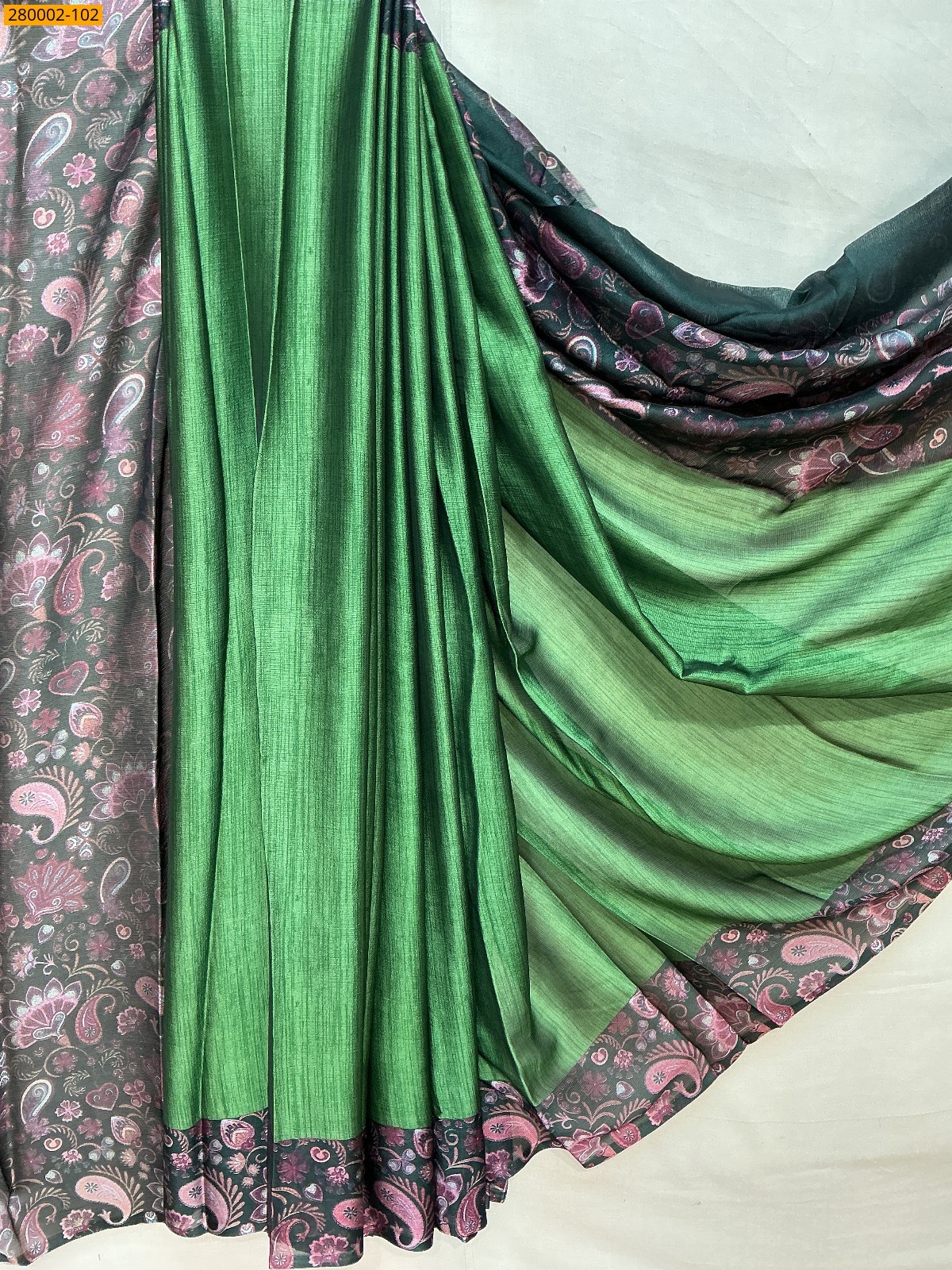 Dark Green Zara Crepe Silk Saree
