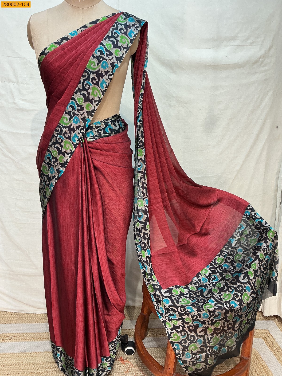 Red Zara Crepe Silk Saree
