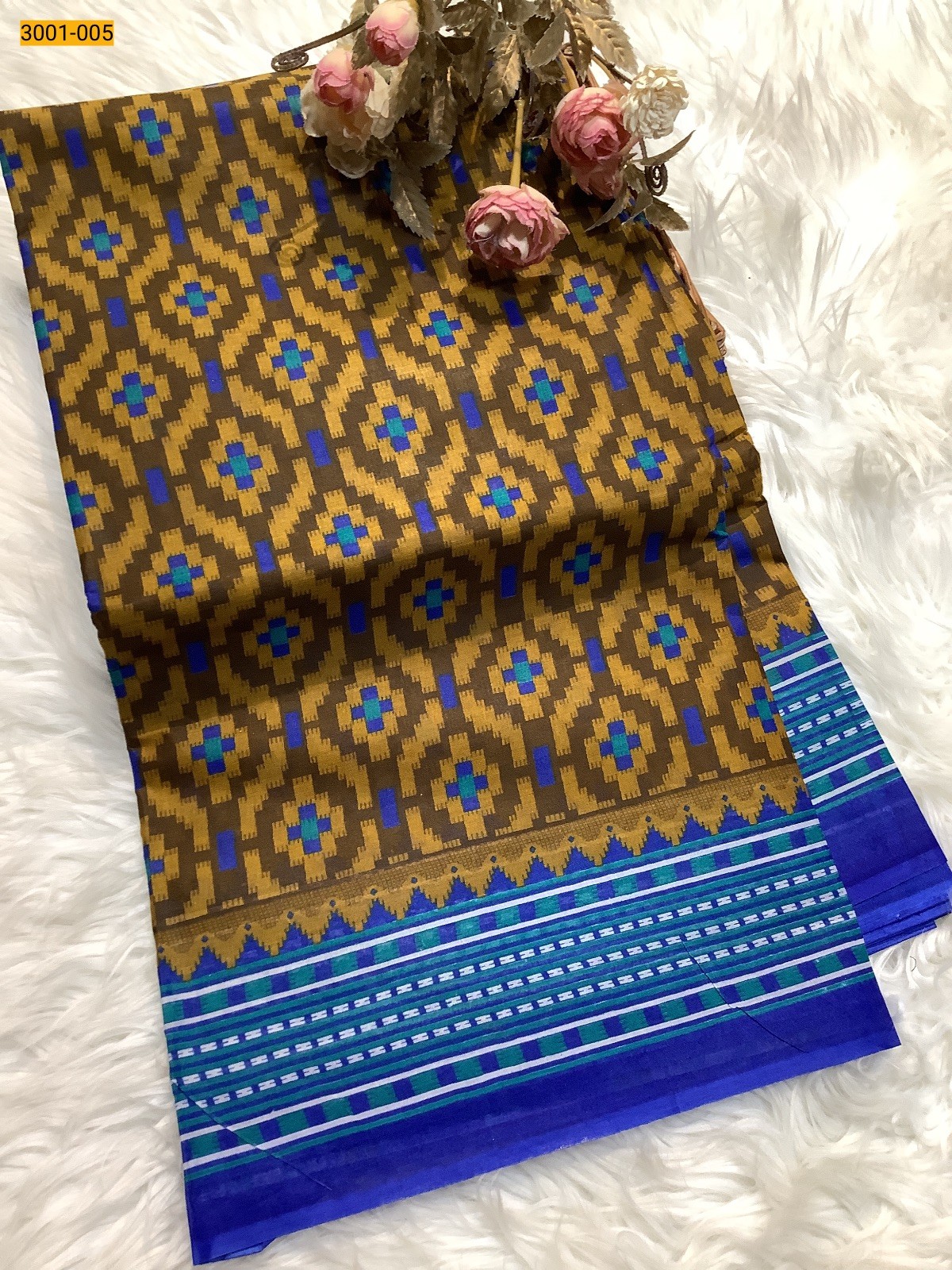 Brown Voil Cotton Saree