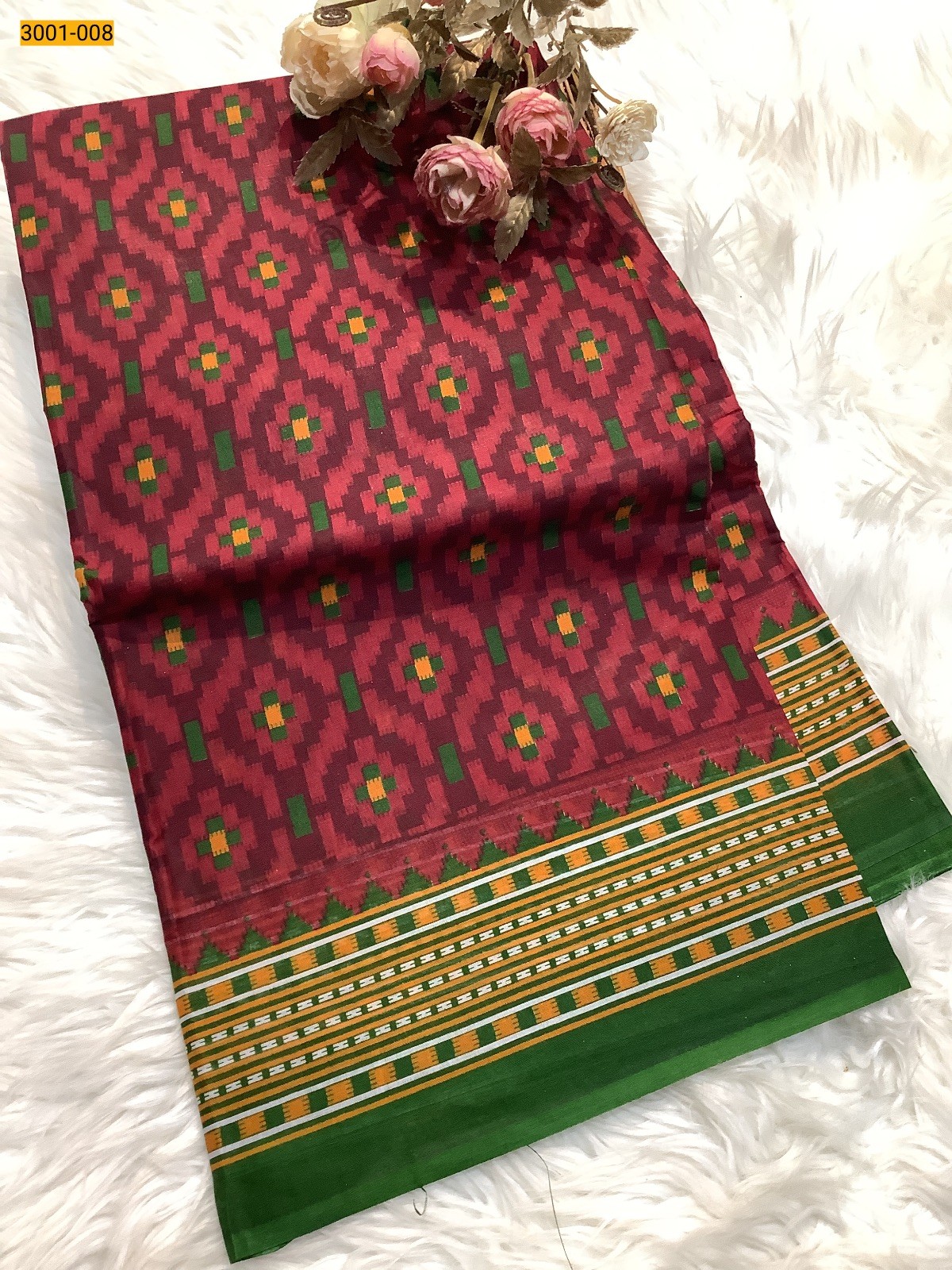 Red Voil Cotton Saree