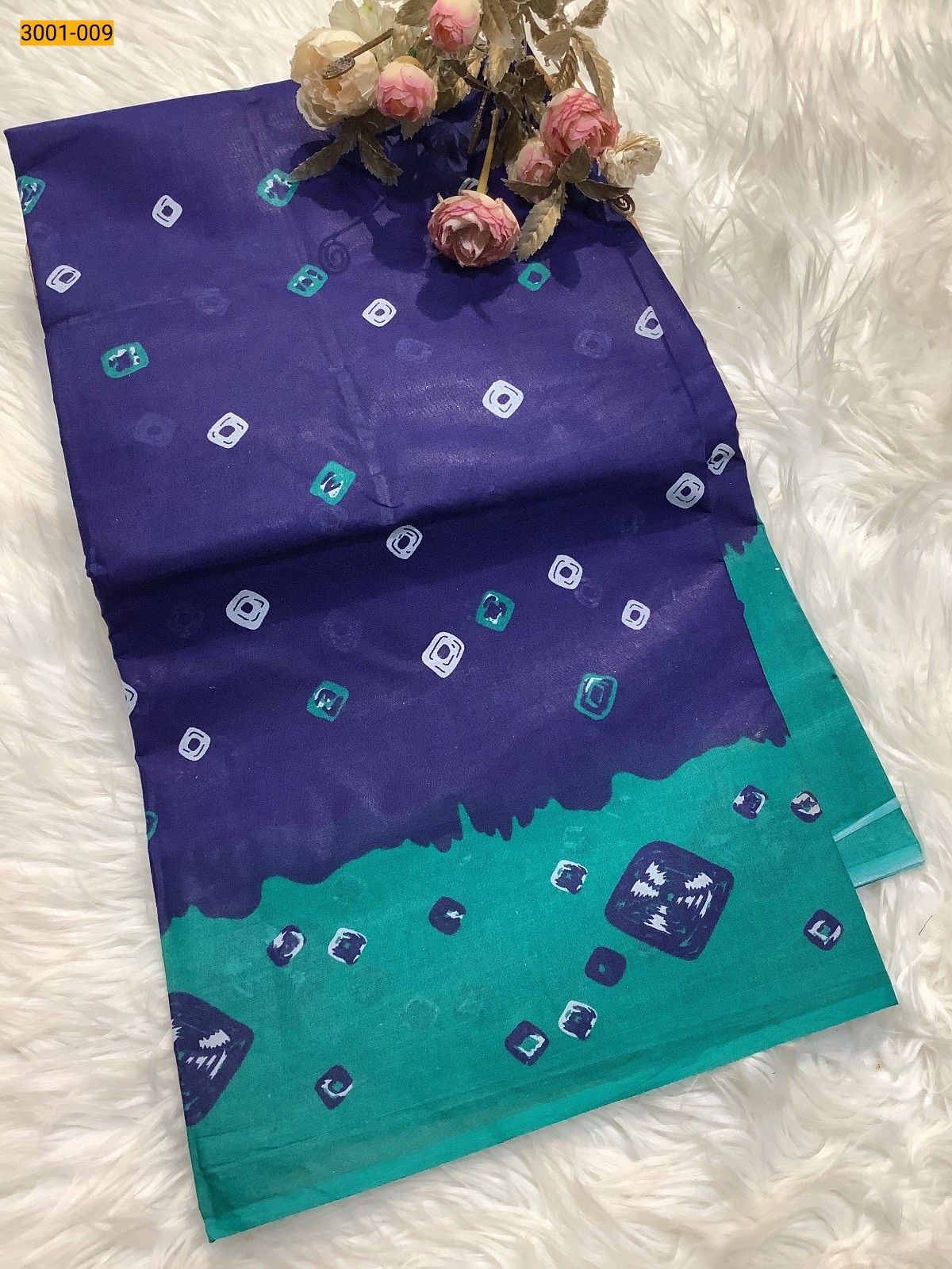 Blue Voil Cotton Saree