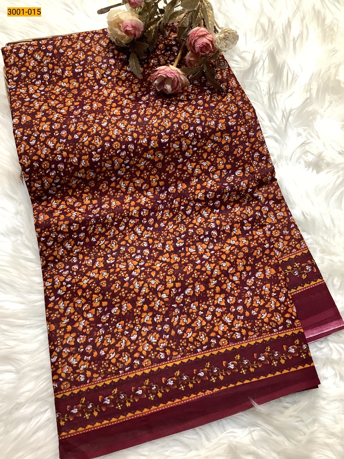 Maroon Voil Cotton Saree